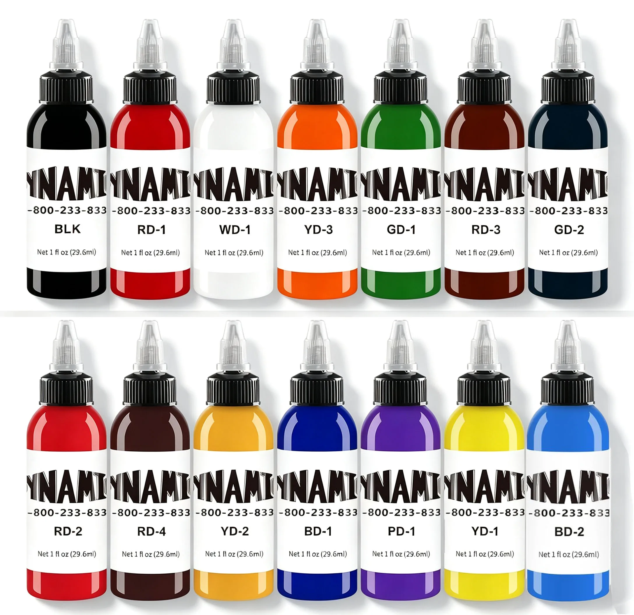 14 Colors Tattoo Ink Set - 1oz (30ml) Professional Pigment Kit, Water-Based, Vegan & Non-Toxic