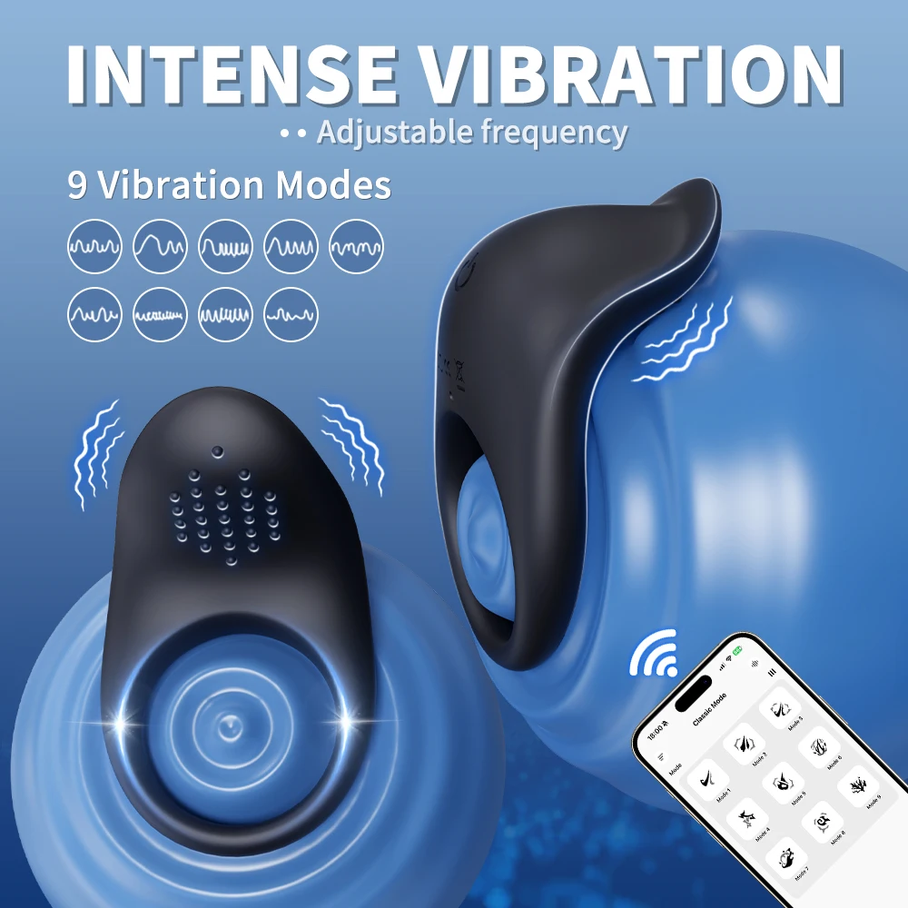 APP Control Vibrator Cock Ring for Men Delay Ejaculation Penis Ring Sex Toys Lock Penisring Cockring Adult Male Sex Supplies 18+ image 2