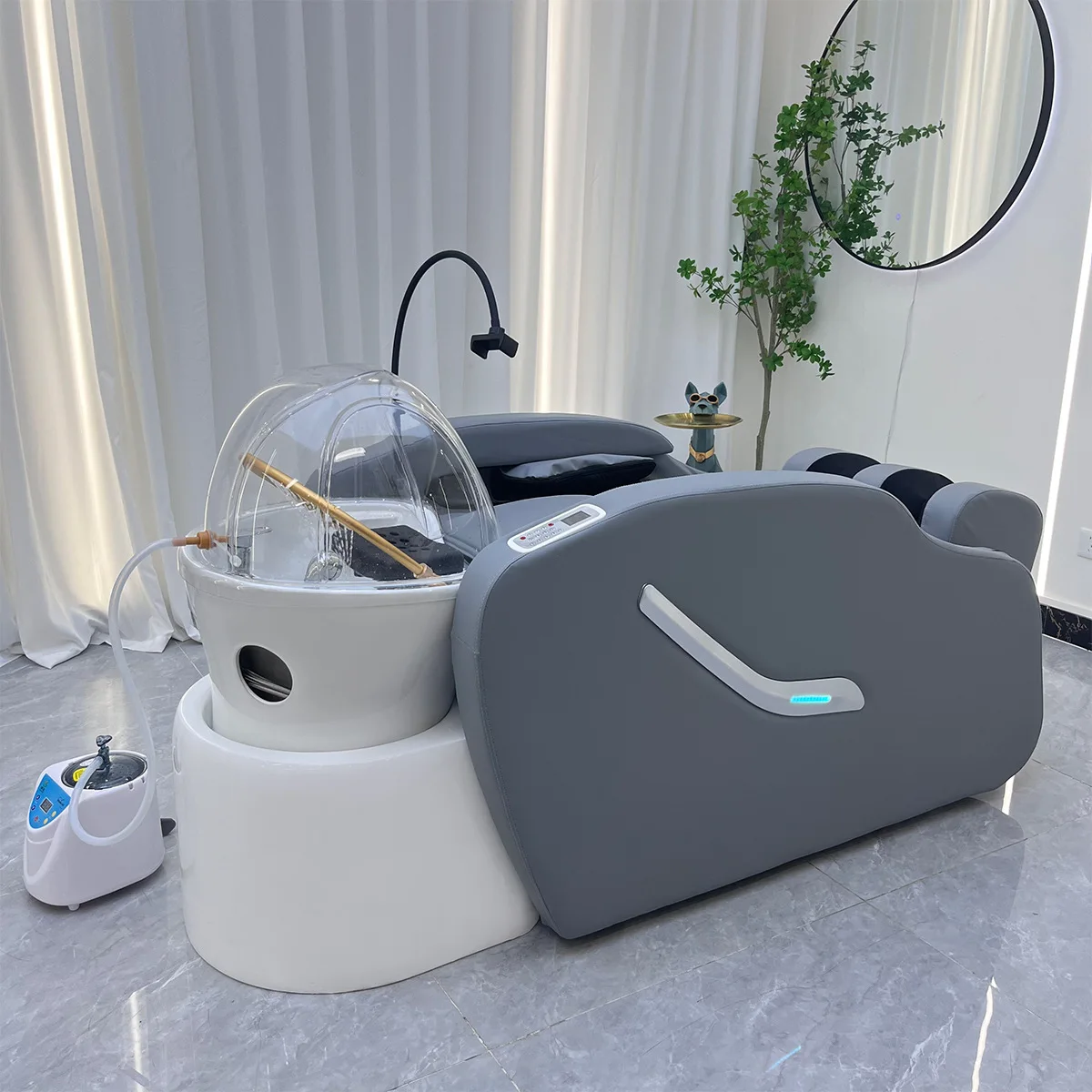 Shampoo And Massage Bed With Sink Barber Shop Salon Head Spa Shampoo Chair Ceramic Washbasin Shampoo Bed