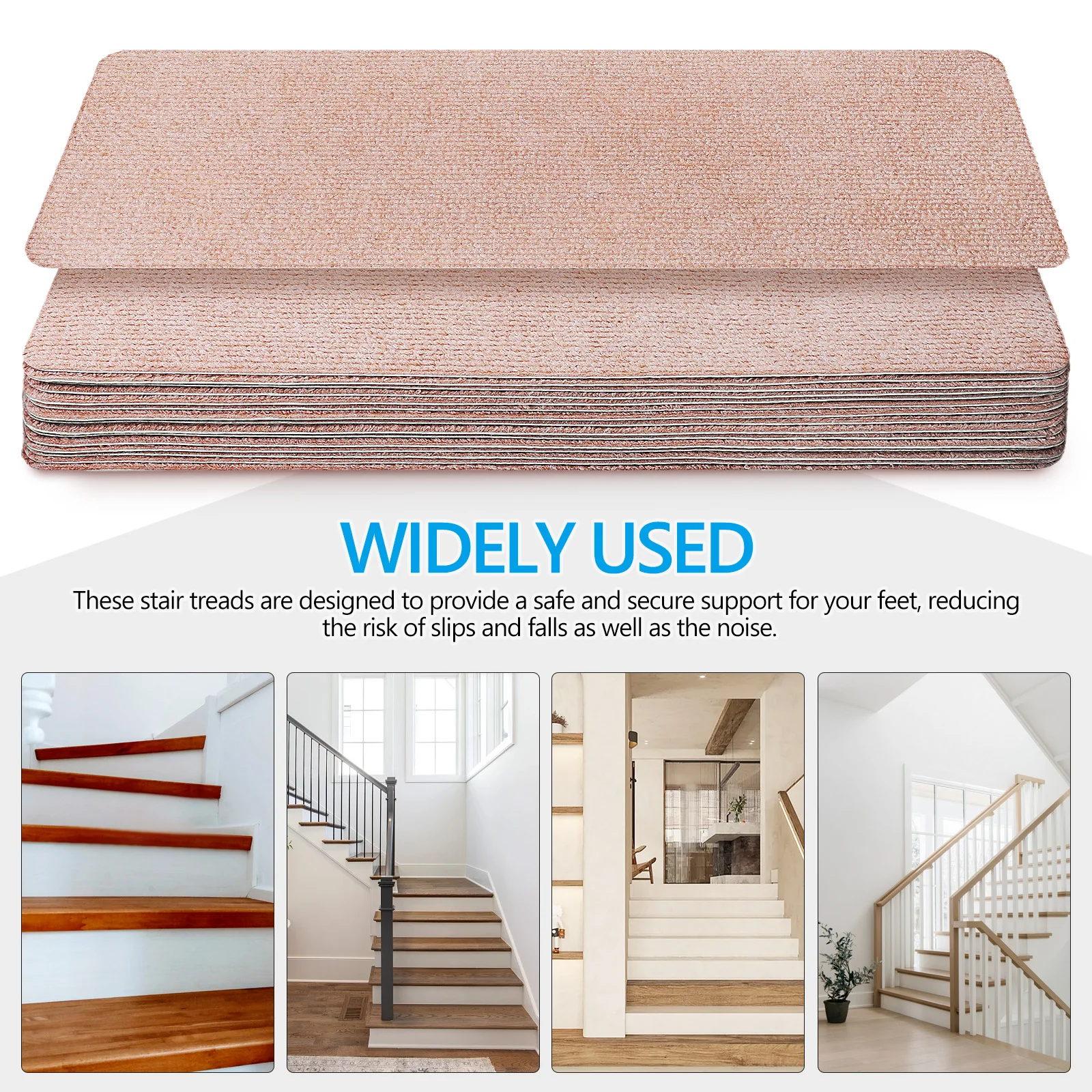 

15pcs Anti-slip Floor Mat Rugs Skid Resistant Stair Treads Non Slip Strips Indoor Step Stickers Self Adhesive Easy Install