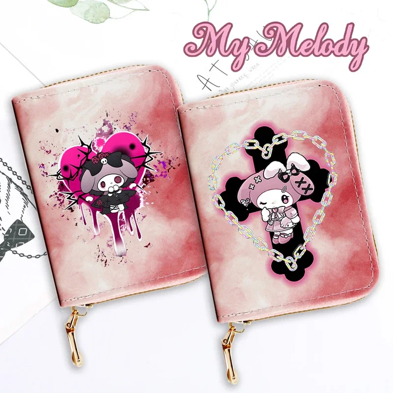 

My Melody Coin Purse Fashion Cartoon Y2K Tie Dye Wallet Mini Zipper Ladies Practical Kawaii Anime Print Short Bags Birthday Gift