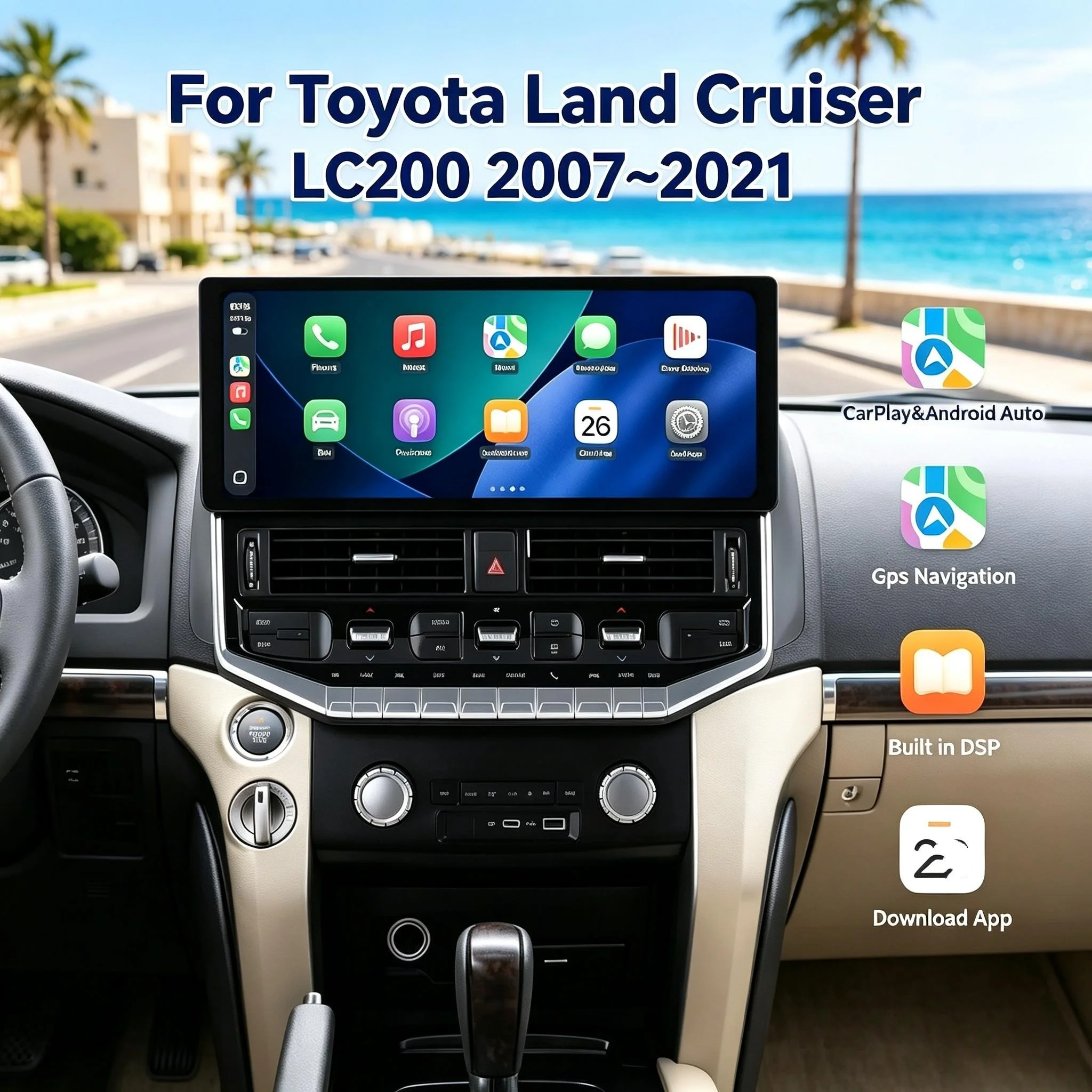 15.9inch Android For Toyota Land Cruiser LC200 2007~2021 Car Radio Stereo Automotive Multimedia Player GPS Navigation Head Unit