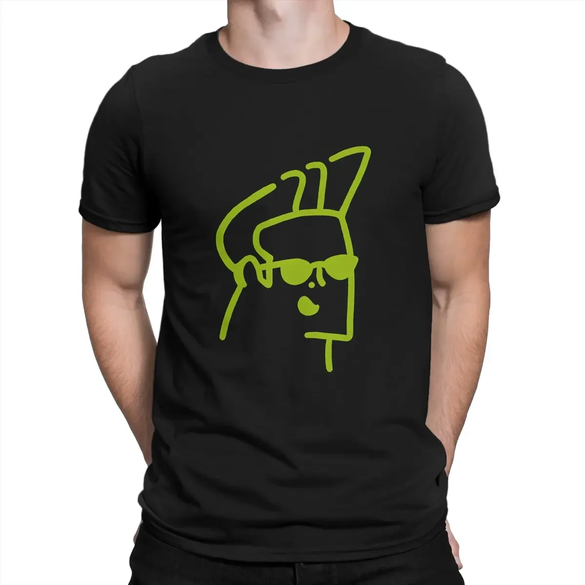 Johnny Bravo Cartoon Men's TShirt Jonnybgreen Distinctive T Shirt Harajuku Streetwear New Trend