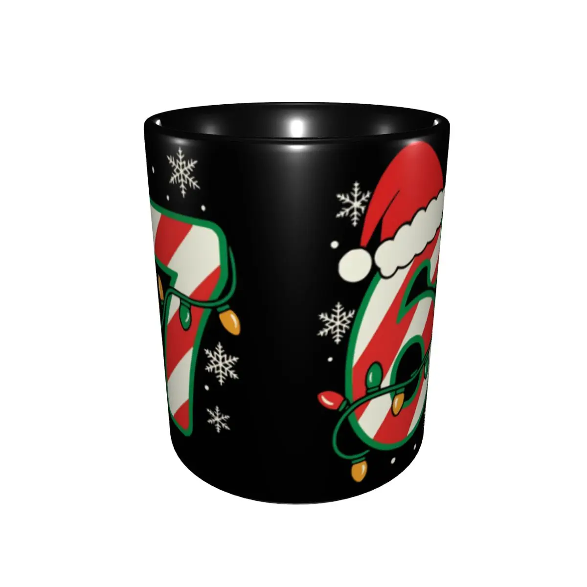 Santa 67 Christmas 6 7 Meme Gen Alpha Meme Six Seve Coffee Mug Funny Tea Cups For Office