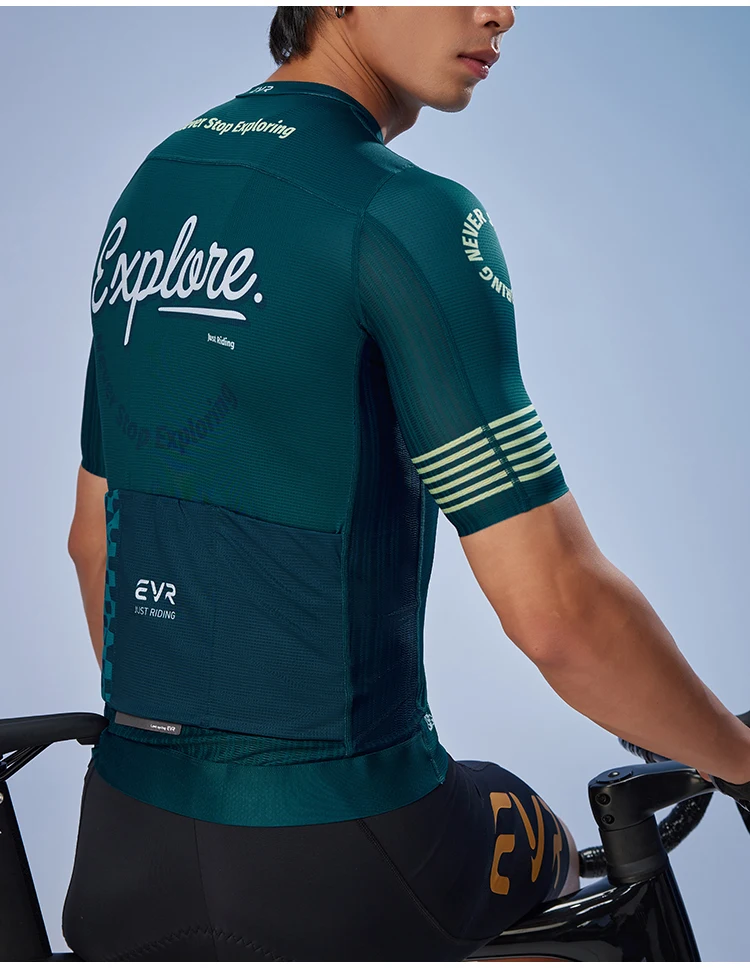 EVR Herren Sommer-Radtrikot Kurzarm-Rennrad-Oberteil Schnelltrocknendes MTB-Mountainbike-Shirt mit Taschen – Detail 20