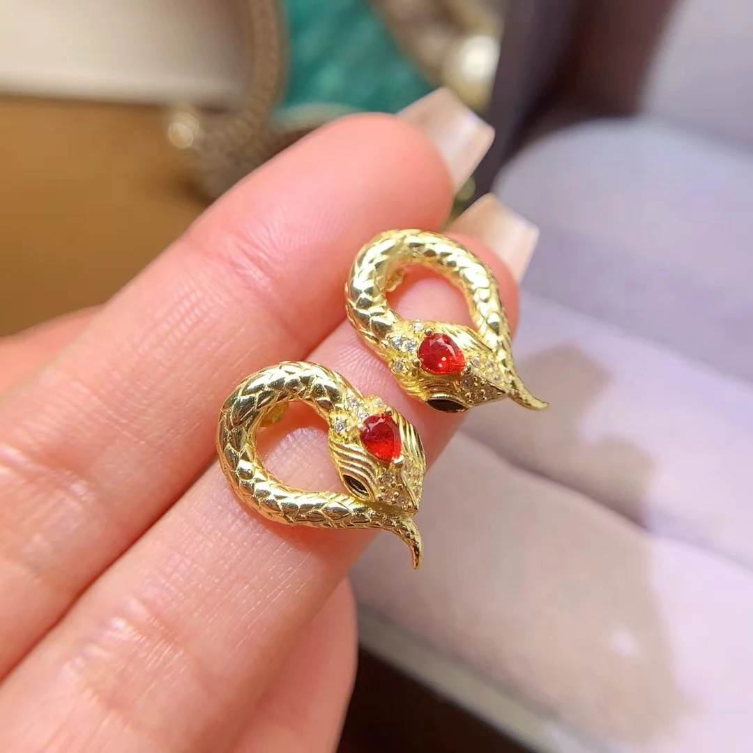 KJJEAXCMY Natural Red Sapphire Earrings  S925 silver , electroplated locking color process, high clarity Full of luster