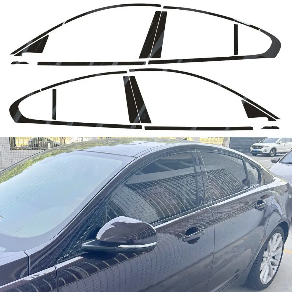 

Matte/Glossy Black Chrome Delete Window Trims For Jaguar XF X250 2008-2015