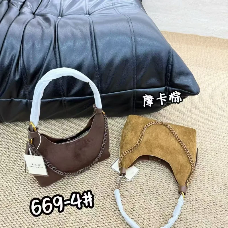 

Frosted leather crescent bag light luxury handbag commuting temperament versatile double-sided messenger bag