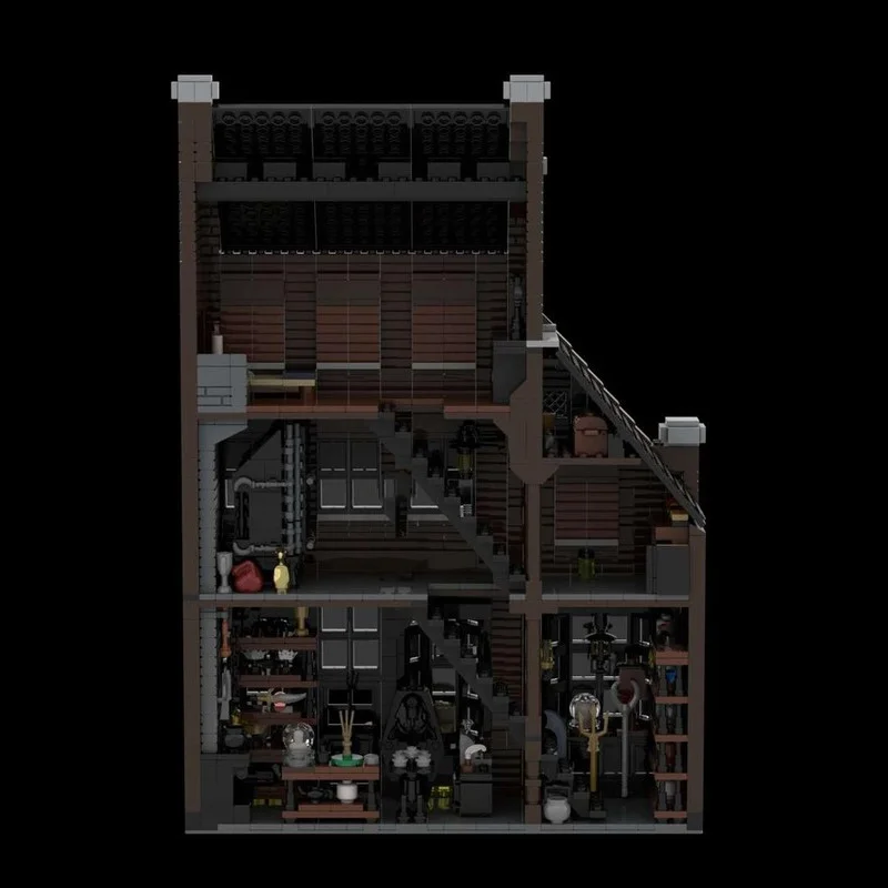 1746 قطعة MOC Borgin و Burkes هاري نموذج اللبنات هدية الكريسماس العمارة تجميع لتقوم بها بنفسك اللعب فكرة الطوب #3