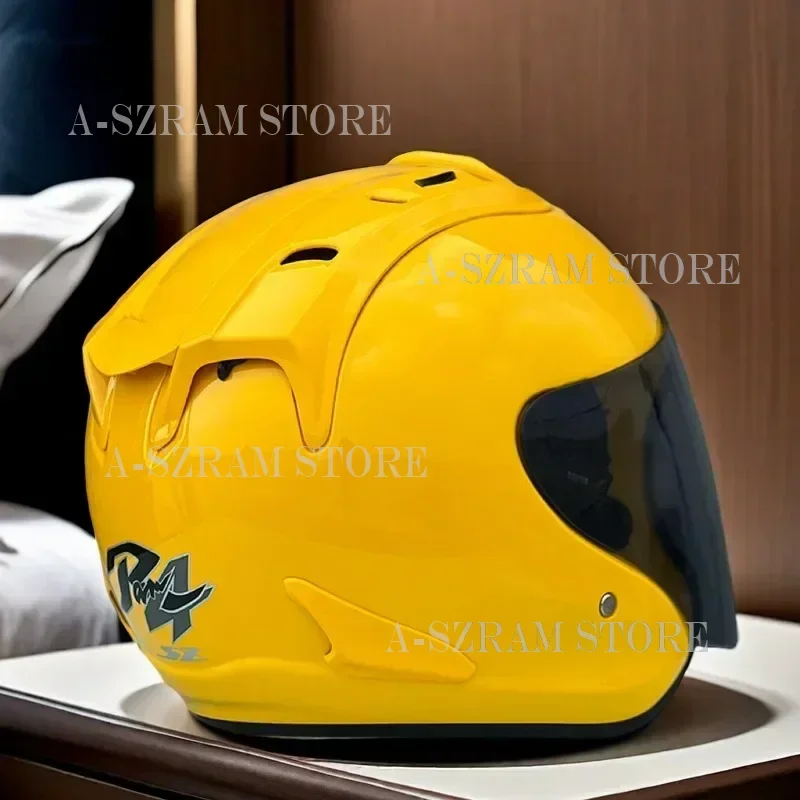 

3/4 Open Face SZ Ram Half Helmet Casco Bright Half Helmet Motorcycle Mountain Road Yellow Summer Season Women and Men Casque