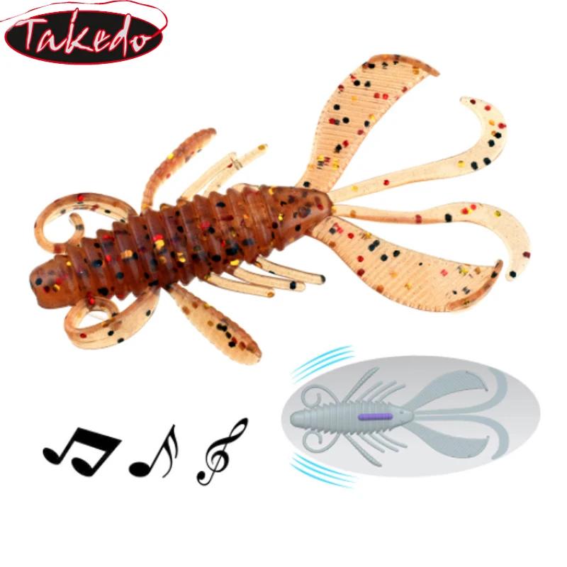 TAKEDO MY13 Sea Fishing 2.2g 6g TPR Material Soft lure Shrimp Shaped Soft Worm Fishing Shrimp Lure With Ring Bead For Bass