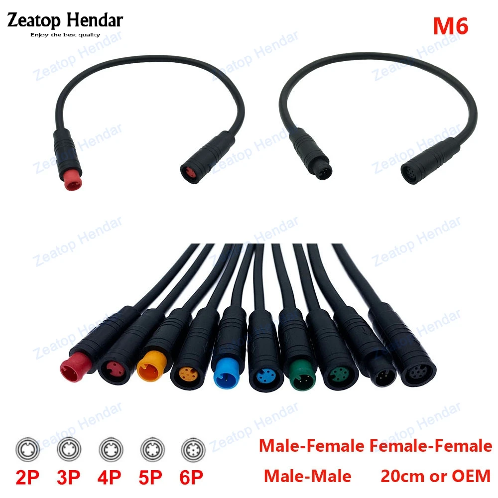 1Pcs M6 2 3 4 5 6 Pin Waterproof Cable Male / Female Conversion for Solar Panel Terminal Mini Plug Signal Connect Sensor 20CM