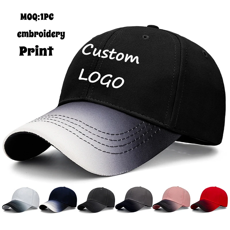 Gorra de béisbol personalizada con su propio logotipo, Color sólido degradado, cabeza grande, deportes al aire libre, sombrero informal para el sol para mujeres y hombres, Gorras de Hip Hop