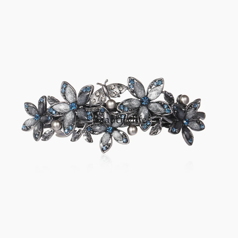 Retro Flower Series Large Hair Clip Updo Spring Horizontal Clip