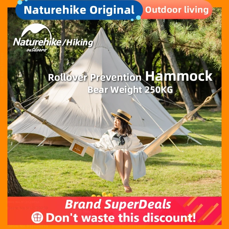 Naturehike Outdoor Hammock Portable Single Outdoor Anti-Rollover 250kg Bearing Weight Canvas Hammock Swing Camping Accessories