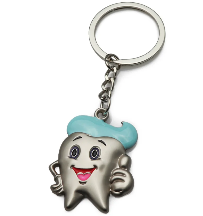 2019 New Cartoon Teeth Keychain Dentist Decoration Key Chains Resin Tooth Model Shape Key Rings Dental Clinic Gift