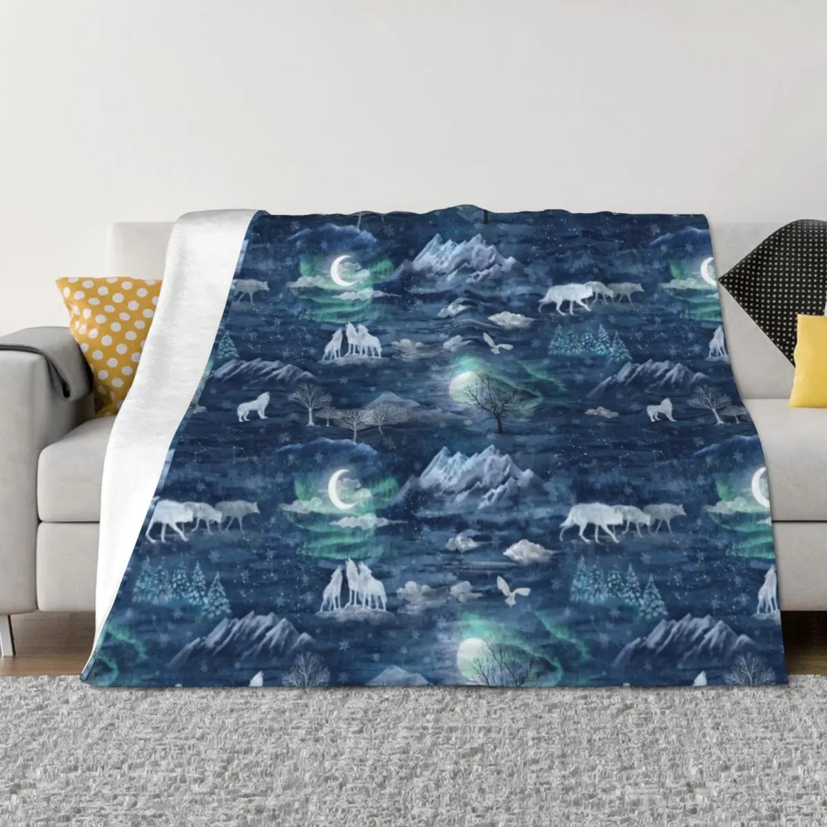 

Wolf moon Throw Blanket for sofa Thin Luxury for winter Blankets