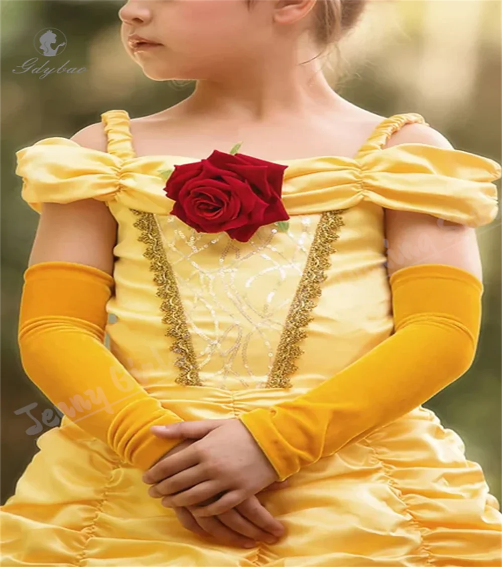Elegant Flower Girl Dress For Children With Fluffy Thin Straps Long Performance Competition Piano Solo Birthday Dress