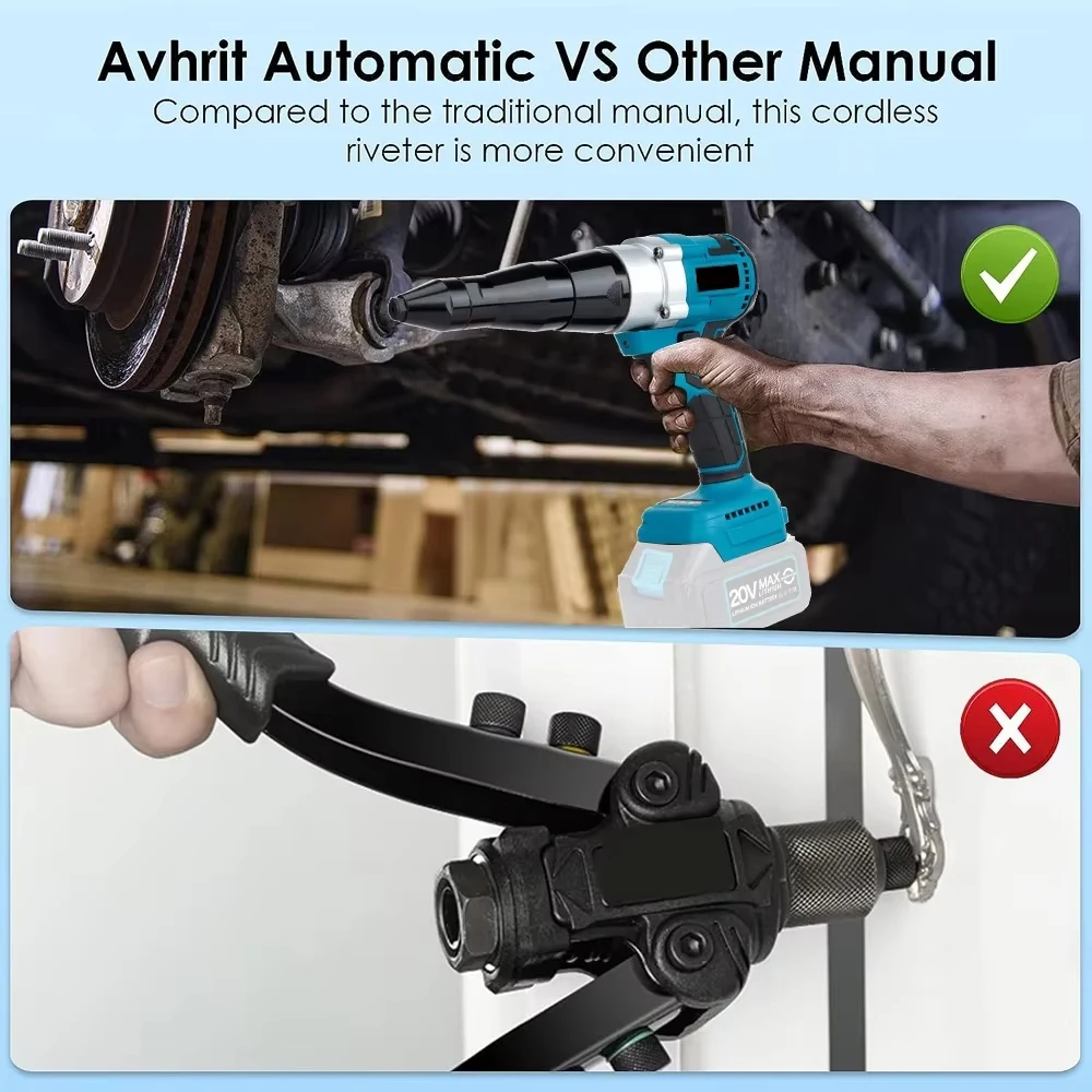 Electric Goddess Brushless Electric Rivet Gun 3-4.8mm Cordless Rivet Nut Gun Drill Insert Power Tools For Makita 18V Battery