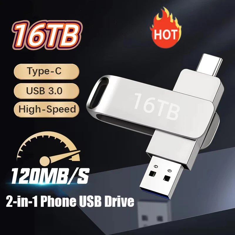 16TB Flash Drives USB 3.2 HighSpeed USB Transfer Metal Pendrive Memory Card Pendrive Flash Disk Memoria Waterproof Stick