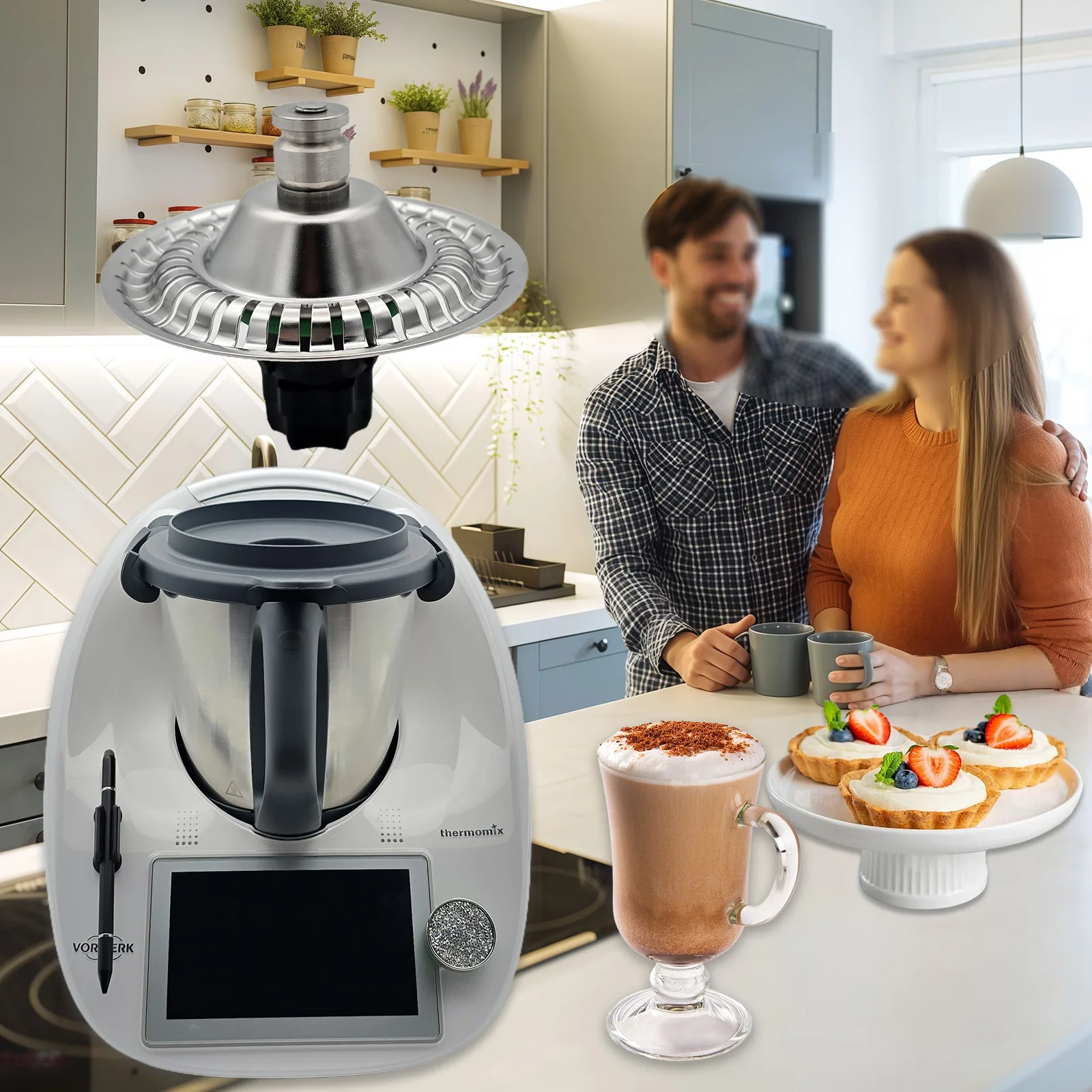 Milk Frother Attachment Compatible With Thermomix TM5 TM6  For Hot & Cold Foam-Cappuccino-Latte Art-Milkshakes-Dessert Baking