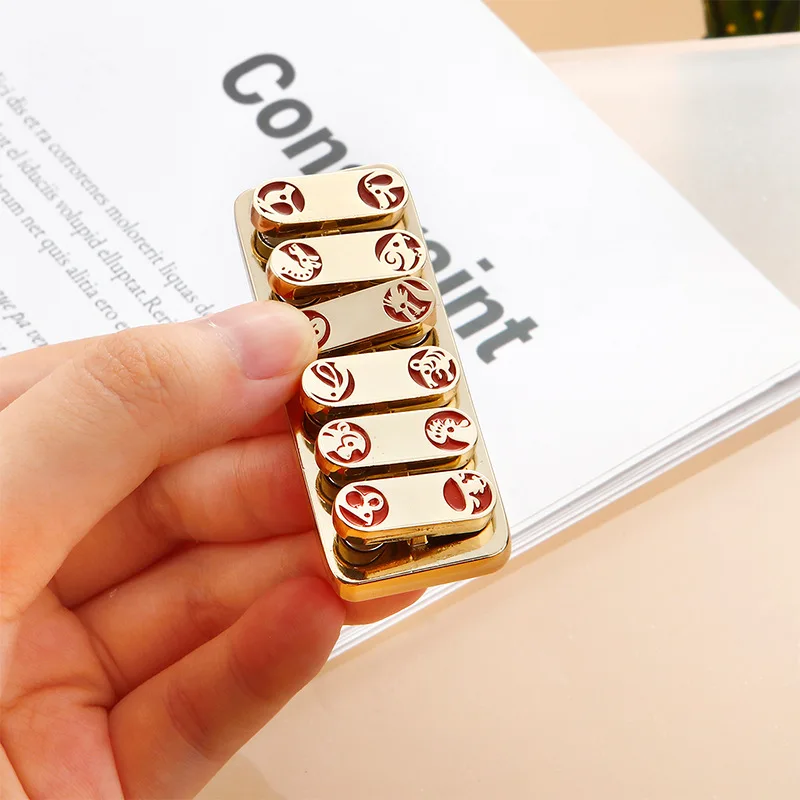 New Zodiac Magnetic Slider Metal Fidget Push Card Mini Sensory Toy Fingertip Gyro Sound Wave Decompression EDC Adult Haptic Toy