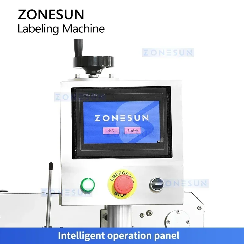 ZONESUN ZS-TB300I Vertikale einseitige Klebeflaschen-Etikettiermaschine für Flachoberflächenverpackungen
