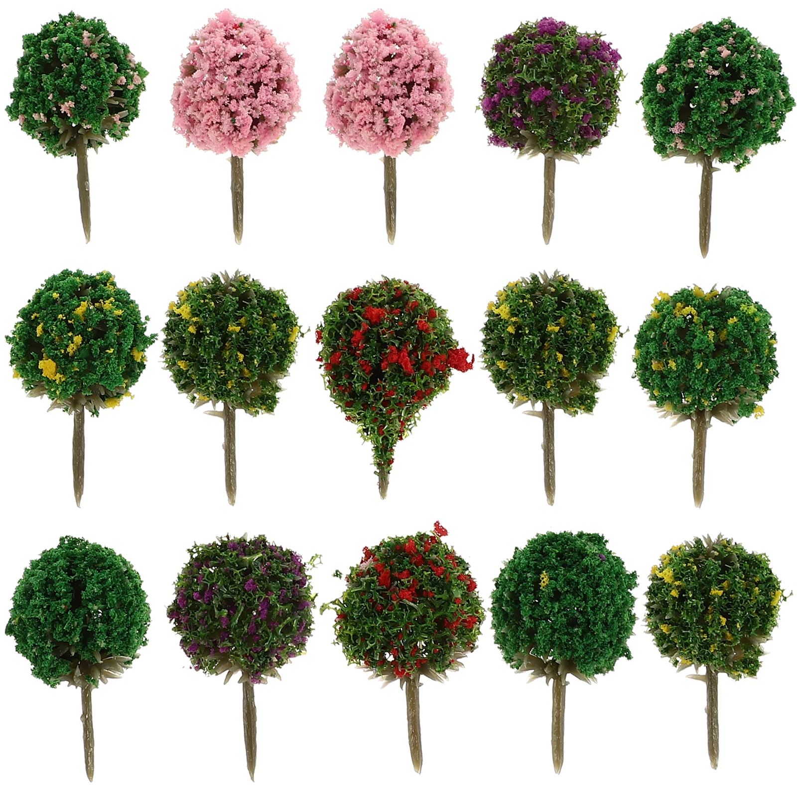 28Pcs Miniature Trees Landscape Scenery Simulation Decoration for Sand Table DIY Micro Scene Layout Artificial Green Plant