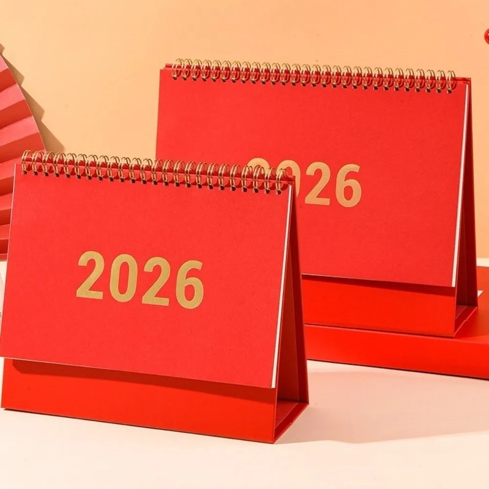 Calendario de escritorio de papel Premium 2026, notas grabables, calendario de bobina de pie, calendario con tapa de pie con Base estable