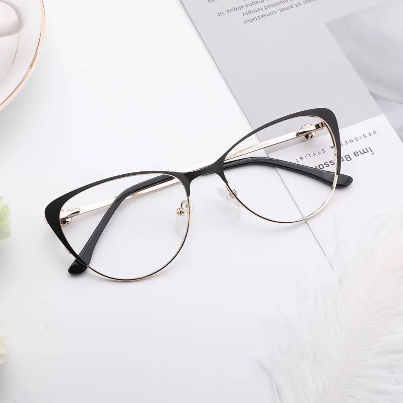 Metal Women Metal Glasses Frame Cat Eye Glasses Women Myopia Optical Clear Eyeglasses Frame Brand Designer Vintage for You #8045 - Image 2