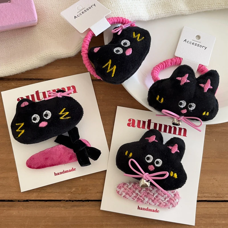 Sweet And Cool Embroidered Cat Rabbit Hair Ring Clip Side Clip Hairpin Girl Scrunchies Women Hair Accessories Headwear Gift