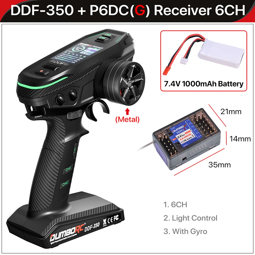 DUMBORC DDF-350 Zender met Ontvanger 2.4G 10CH Digitale Radio Afstandsbediening voor RC Auto Boot Tank LCD FHSS Systeem