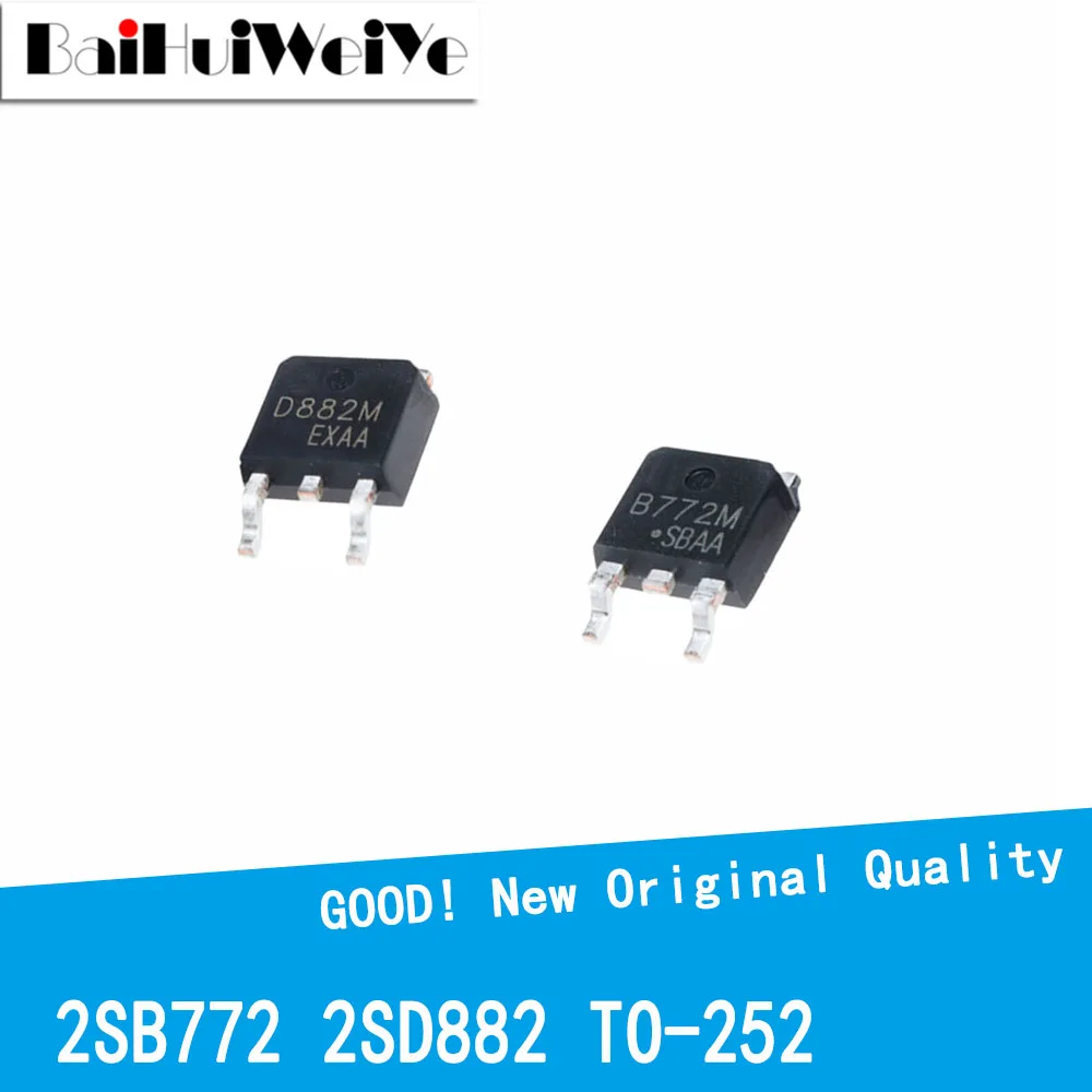 10PCS/LOT 2SB772 2SD882 D882M B772M 30V/3A SMD Transistor TO-252 New Good Quality Chipset