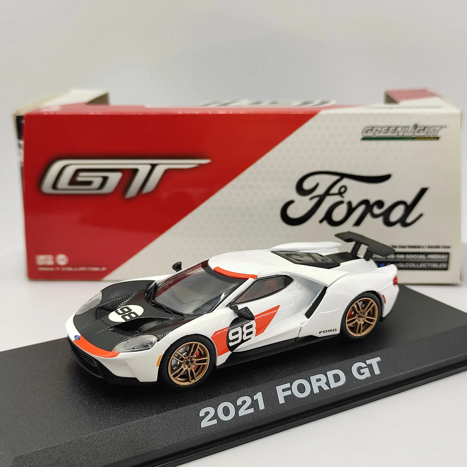 

1:43 Scale Diecast Alloy 2021 FORD GT #98 Supercar Toys Cars Model Classics Nostalgia Adult Gifts Souvenir Static Display