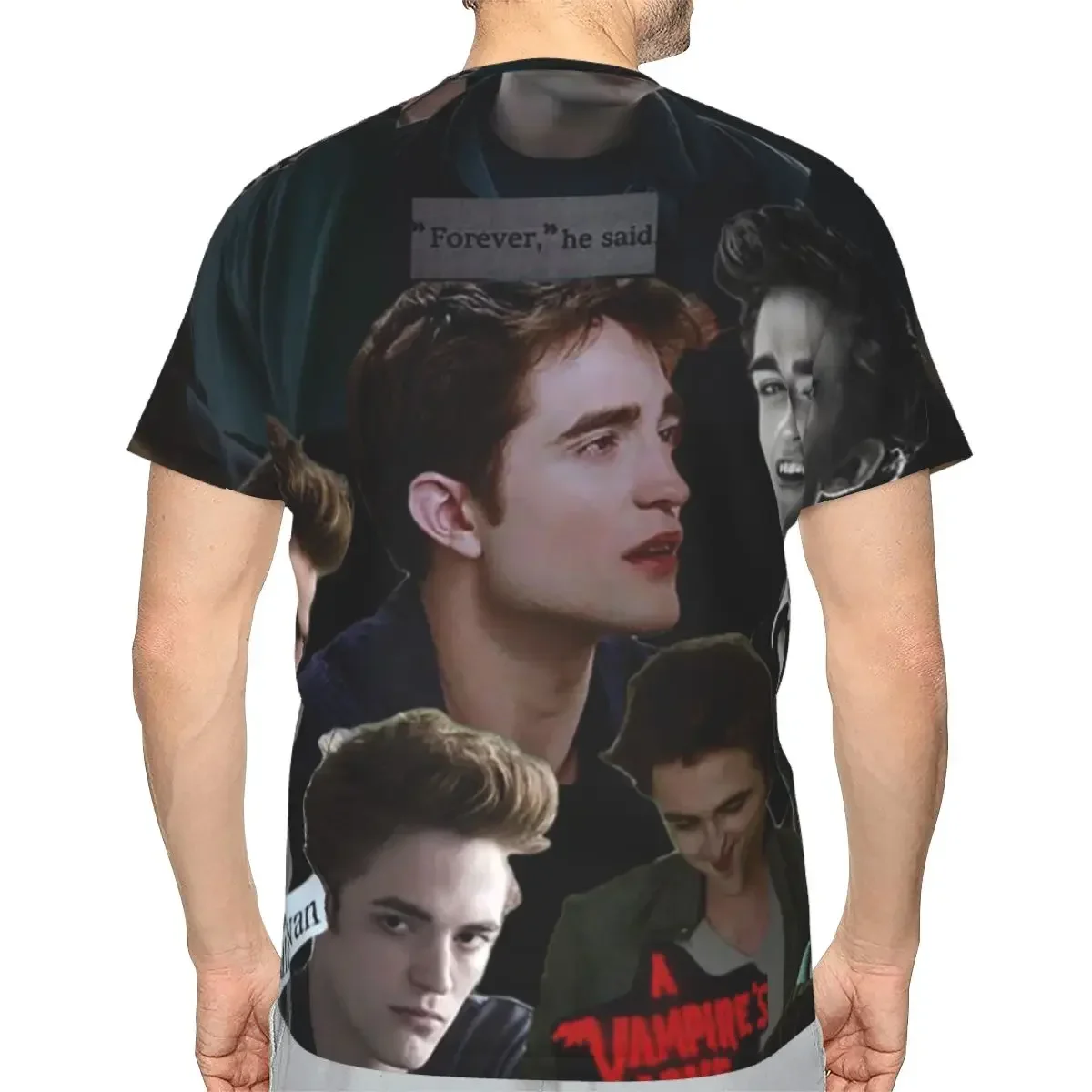 Edward Cullen Twilight polyester T-Shirt Men'sClassic T Shirts Men Crew Neck Short Sleeve