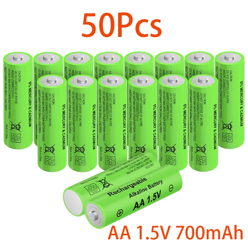 

50Pcs AA Rechargeable Alkaline Battery DIY Electric Toy Mouse Microphone Flashlight 1.5V 700mAh Batteries