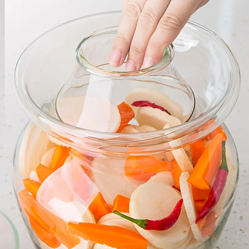 Glass Jar Pickle Fermentation Jar, Fermenting Crock Kit, Paocai Jar Pot for Pickling Kimchi, Sauerkraut, Vegetables