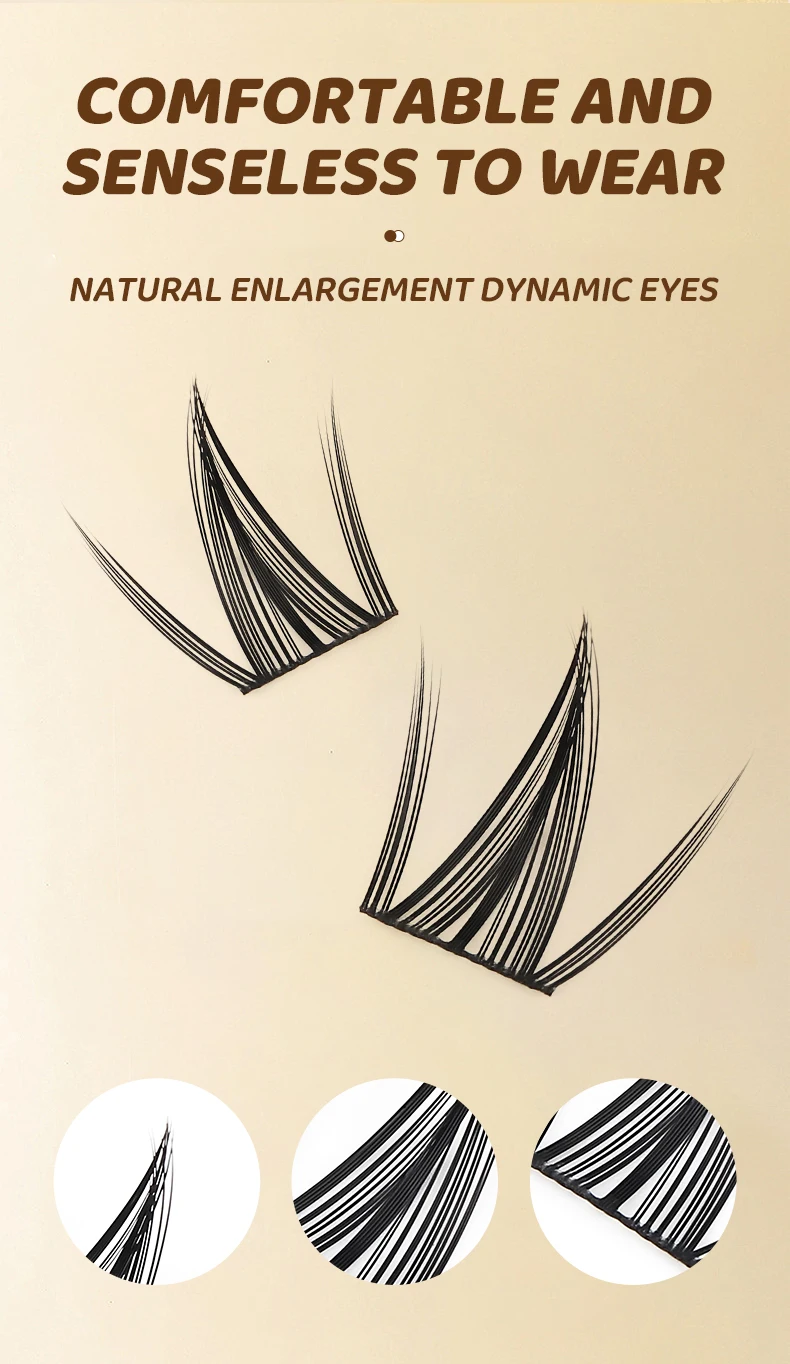 10-reihige einzelne Wimpern zum Selbermachen zu Hause, Wimpernverlängerungs-Cluster, Großhandel mit natürlichen Make-up-Wimpern – Detail 5