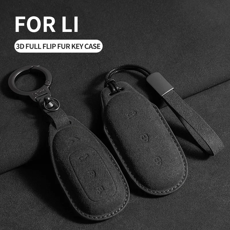 

Leather Car Key Case Cover Shell for Lixiang LEADING IDEAL L6 L7 L8 L9 Li Auto Smart Remote Holder Key Fob Suede Car Accessory