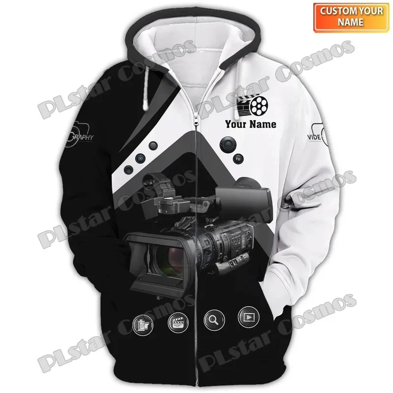 20151123 اسم مخصص نمط الكاميرا تصميم مصور ثلاثية الأبعاد مطبوعة موضة الرجال حتى هوديس الخريف للجنسين عادية البريدي Pullove