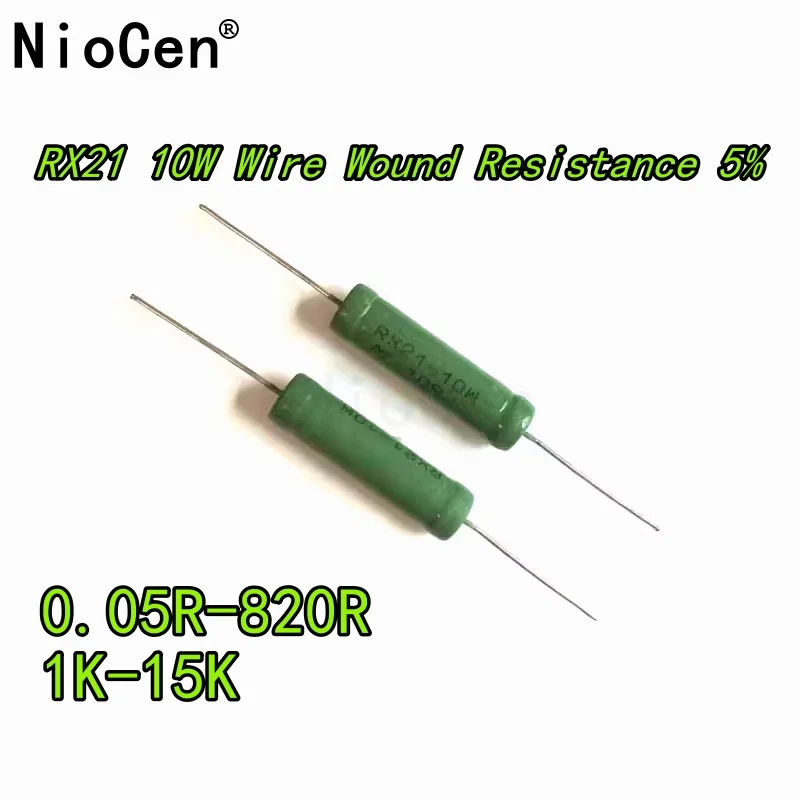 （5pcs） RX21 10W Wire Wound Resistance 5% 1R 10R 100R 1K 10K 12K 15K 18R 20R 22R 24R 27R 30R 33R 36R Resistor