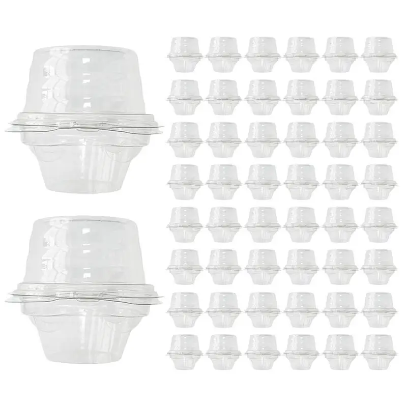 

50Pcs Cake Slice Boxes Cupcake Container Dessert Storage Box Stackable Tray Birthday Party Wedding Supplies Gift Packaging Decor