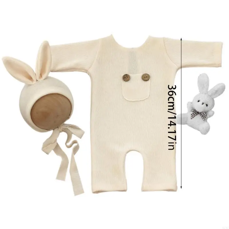 A5YC بيبي بوي فتاة التصوير الدعامة الوليد رومبير قبعة دمية مجموعة ملابس تبادل لاطلاق النار الصورة