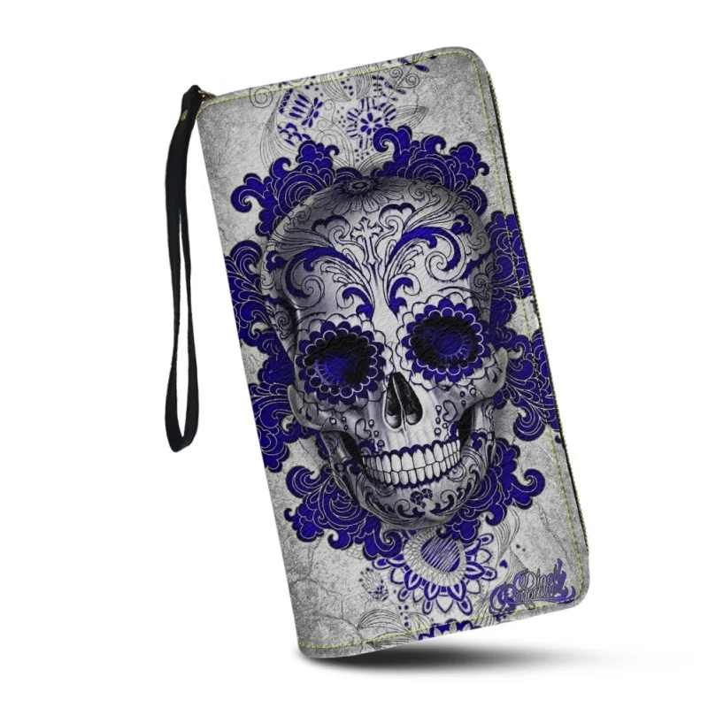 

Belidome Womens Skull Wallet RFID Blocking PU Leather Multi Credit Card Large Capacity Zip Around Clutch Travel Purse Wristlet