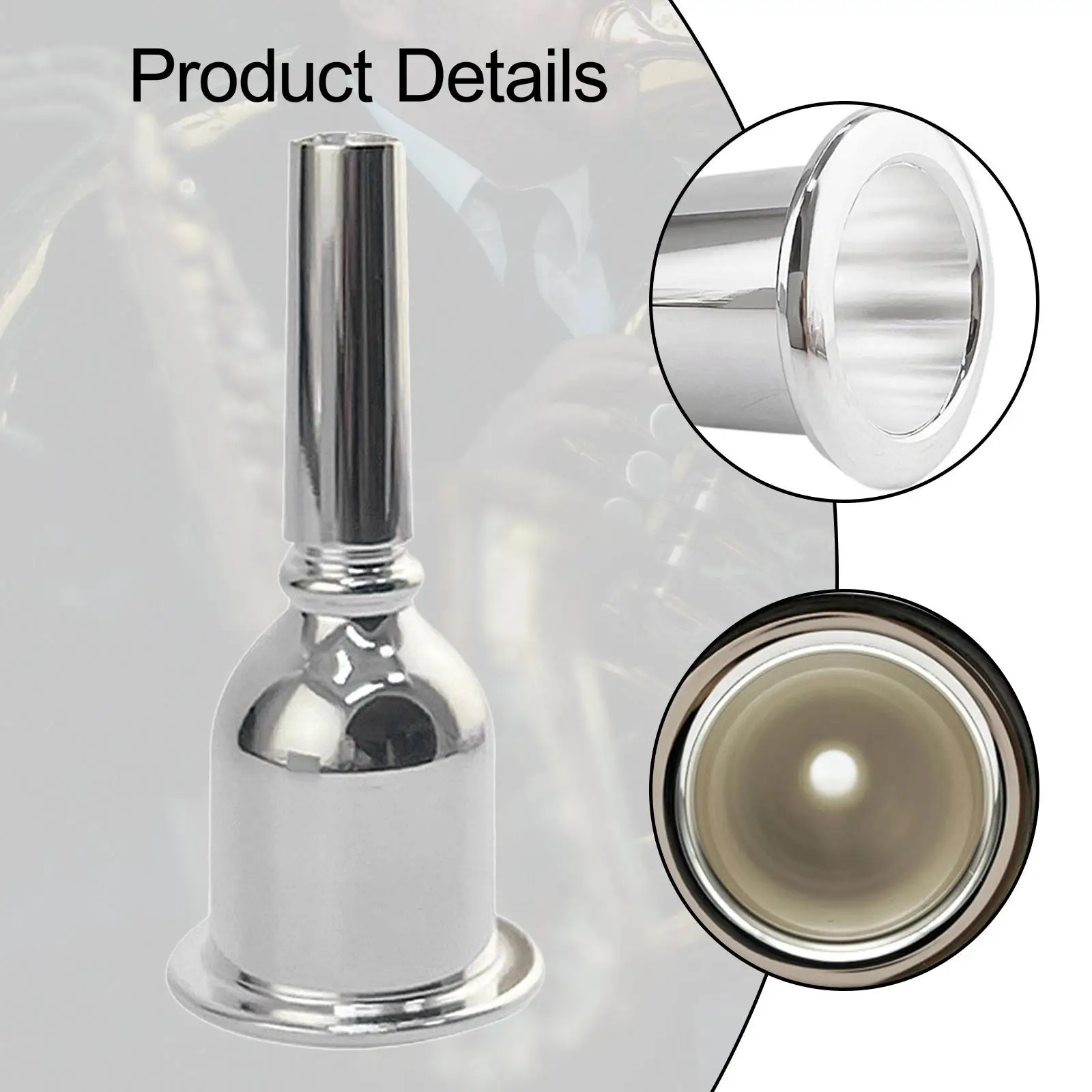 مشغل قطعة الفم توبا ملحقات أدوات قوية للمبتدئين أداء نحاسي مطلي بالفضة قطعة فم نحاسية بديلة #5