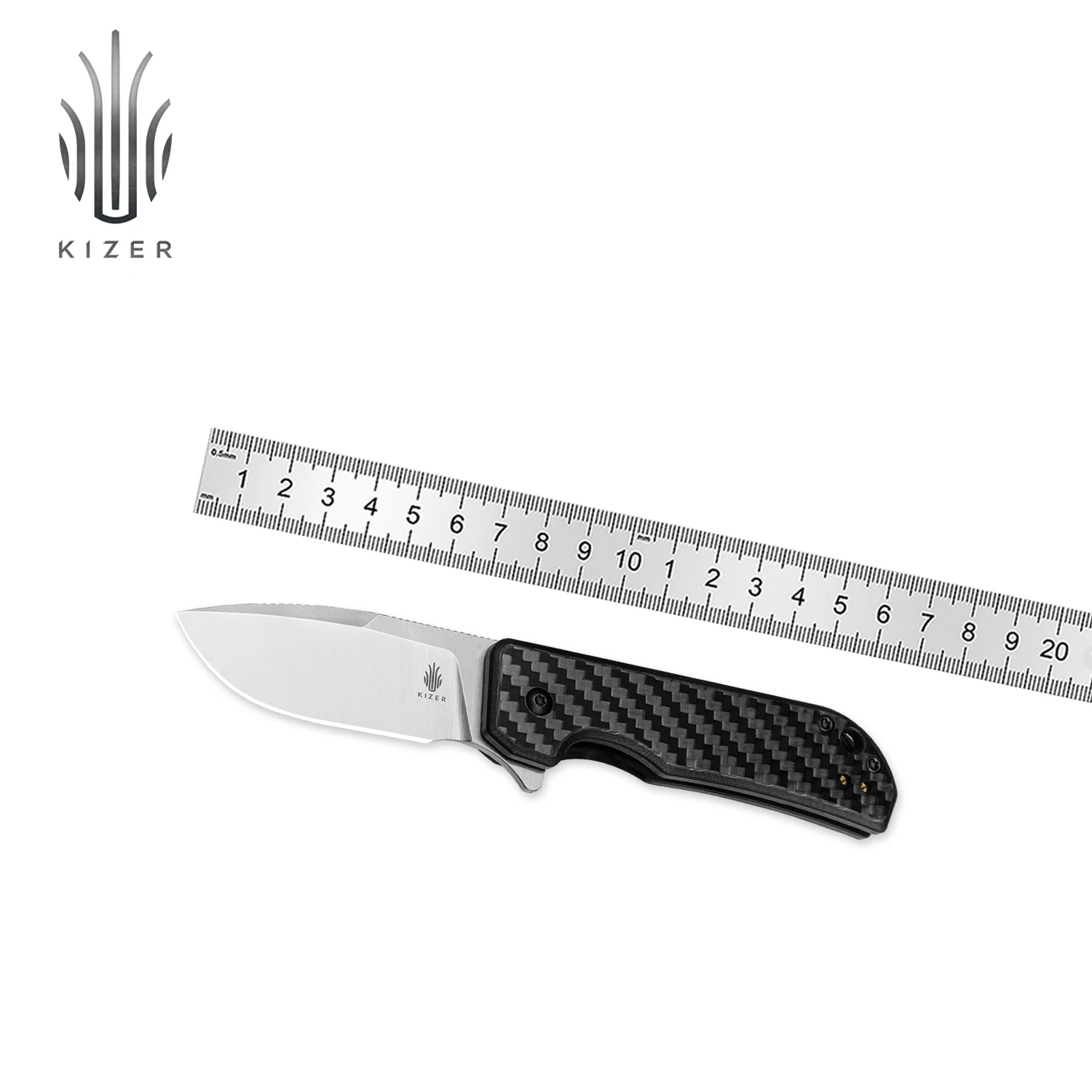 

Kizer Survival Knife Nice Guy V3011C1 2024 New G10+Carbon Fiber Handle with 154CM Steel Blade Outdoor EDC Knife