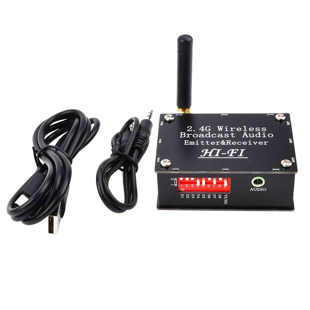 DC 3.5-5V 2.4G ISM HIFI Wireless Stereo Audio Transmitter Receiver 24Bit 48KHZ Long Distance Transmission Adapter