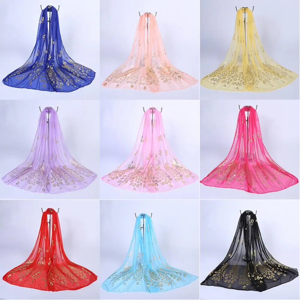 Women Peacock Scarf Long Soft Spring Autumn Wrap Twelve Colors Beach Shawl