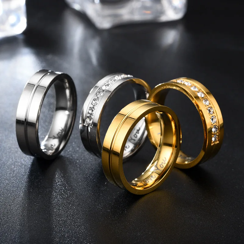 Fashion Women Men Titanium Steel Ring Classic Letter I Love You Rings Gold Color Jewelry for Couple Weeding Gift Accessories