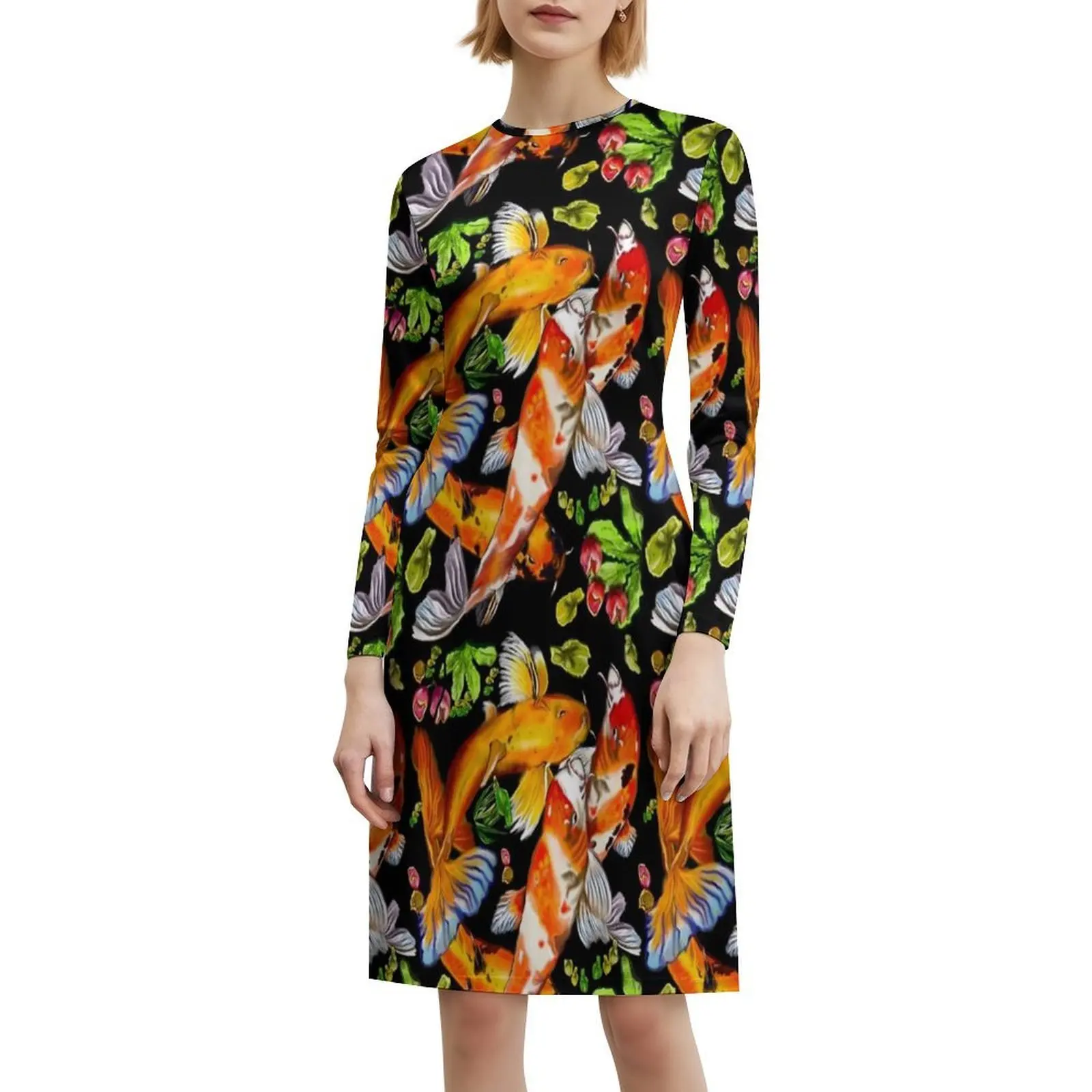 أفضل هدايا لصيد الأسماك لمحبي الأسماك 2022. فستان كوي فيش بوهيمي بدون أكمام متعدد الطباعات لحفلات العطلات على الشاطئ كوي كوي فيش #6